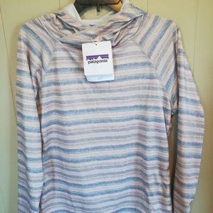 Patagonia Women's Hoodie - Pink and Gray Stripes